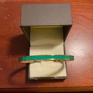 Vintage Kate Spade New York yellow gold tone green bangle bracelet